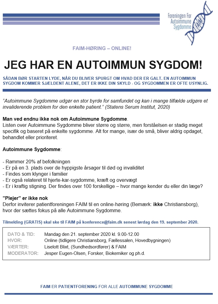 Online-høring – | FAIM - Foreningen For Autoimmune